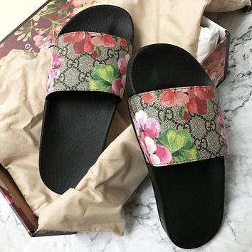 gucci slide sandals floral