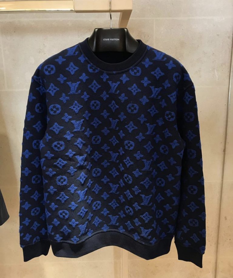 Louis Vuitton Blue, Pattern Print 2019 LV Monogram Pullover M