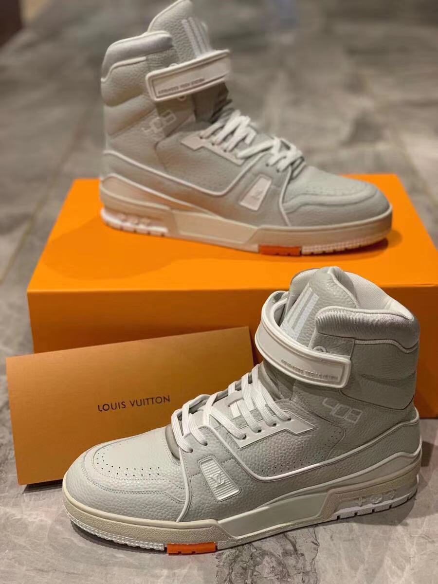 LOUIS VUITTON LEATHER HIGH TOP WHITE SNEAKERS 2019 – billionairemart