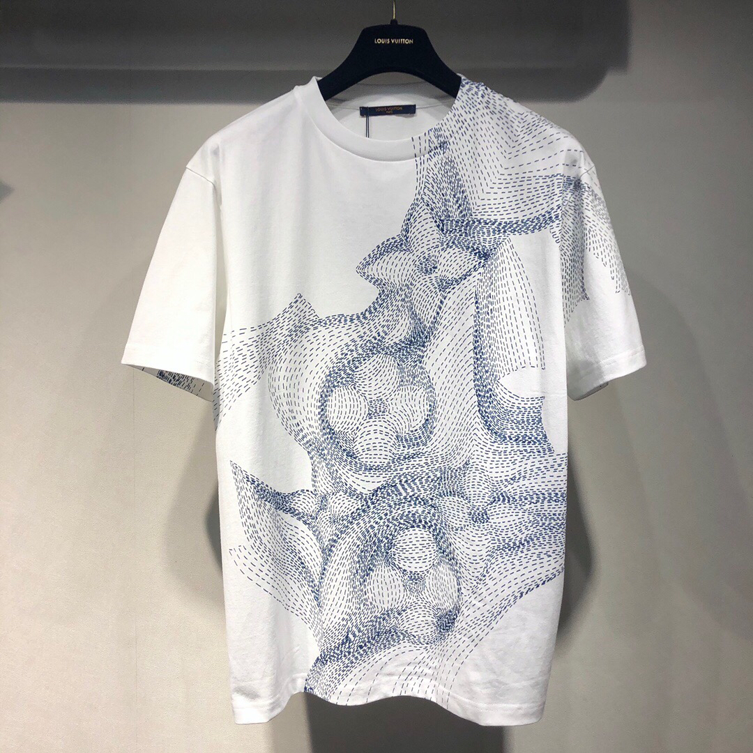 Louis Vuitton White Printed Cotton Crew Neck Half Sleeve T-Shirt S